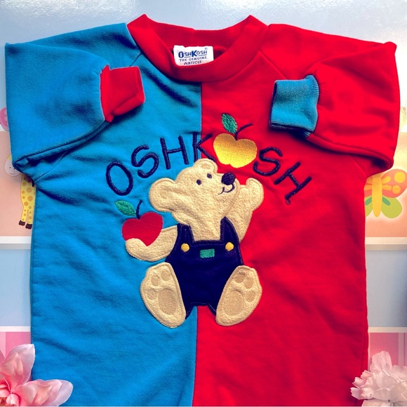 Vintage Oshkosh Blue and Red Apple Bear Romper - Picture 13 of 14